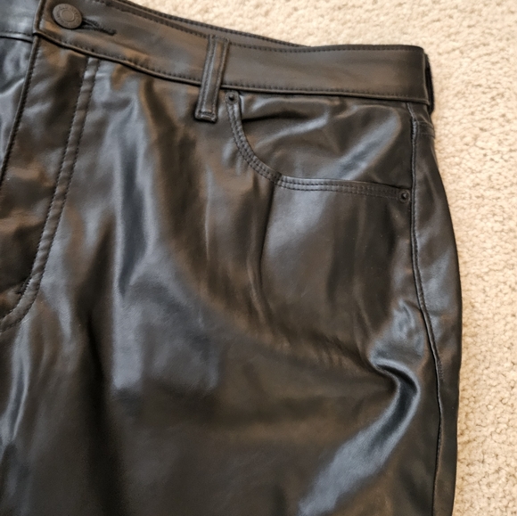 Old Navy Black High-Rise O.G. Straight Pants Women's Size 18 Faux Leather - Picture 10 of 14